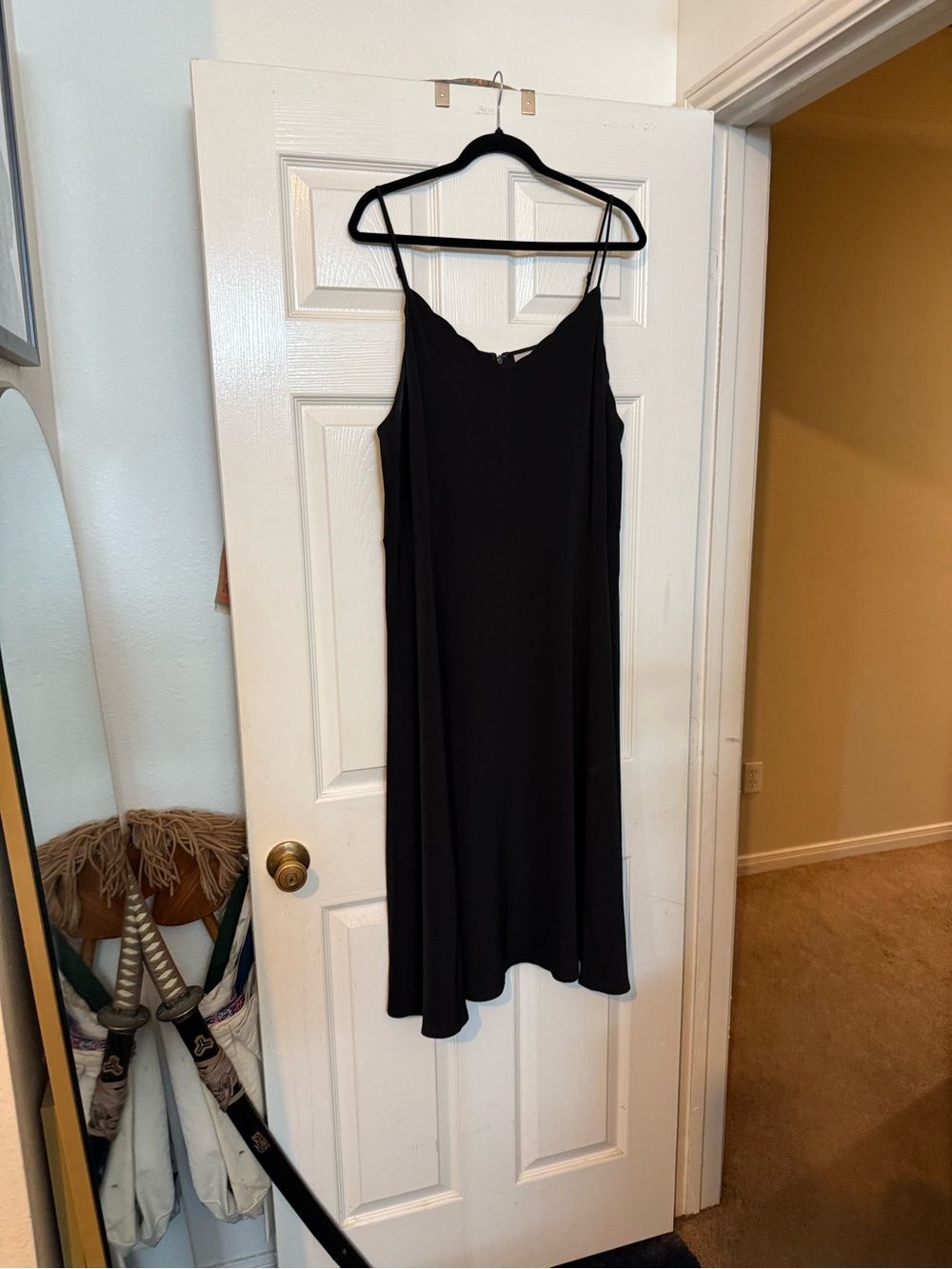 H&M Black Midi Slip Dress with Spaghetti Straps